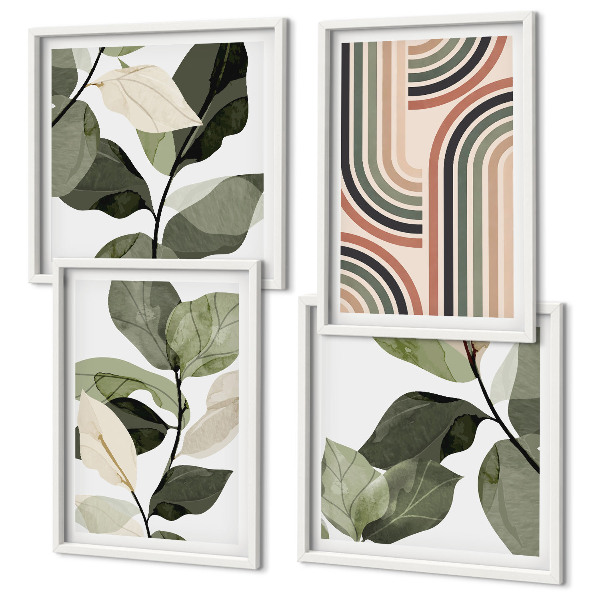Billedsæt med ramme Geometriske plantemotiver