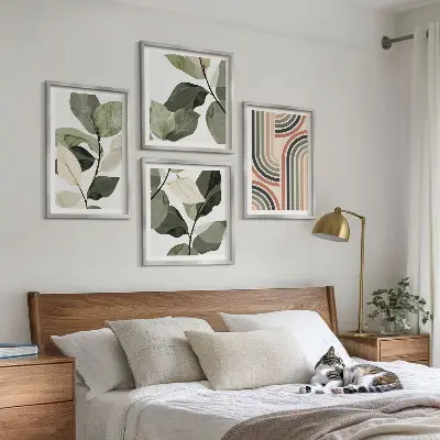 Geometriske plantemotiver billedsæt med ramme