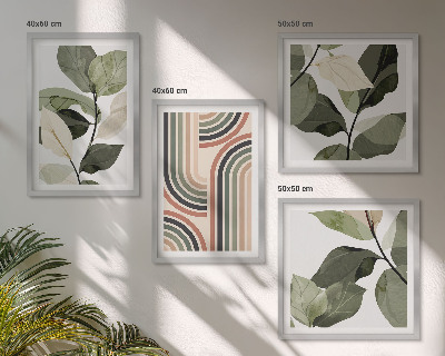 Billedsæt med ramme Geometriske plantemotiver