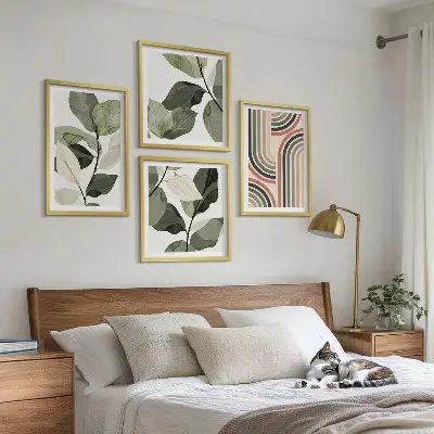 Geometriske plantemotiver billedsæt med ramme