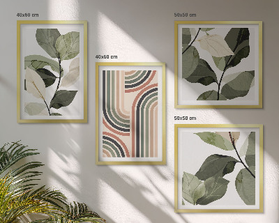 Billedsæt med ramme Geometriske plantemotiver