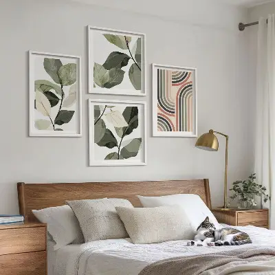 Geometriske plantemotiver billedsæt med ramme