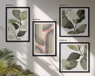 Billedsæt med ramme Geometriske plantemotiver