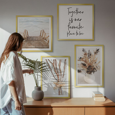 Billedsæt med ramme Blomster grene minimalisme natur