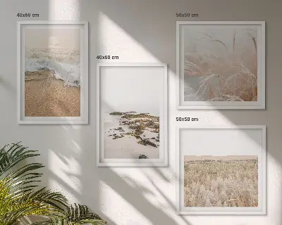 Billedsæt med ramme strandbølger og sten om sommeren