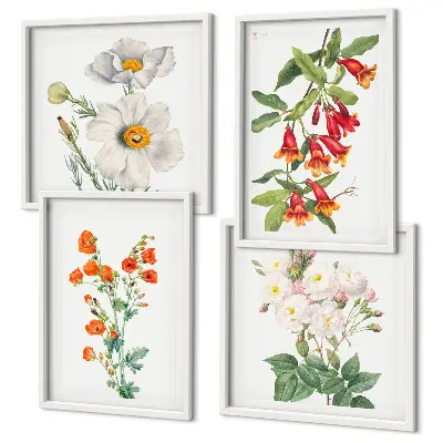 Retro blomstermaleri billedvæg til ophængning over sofa