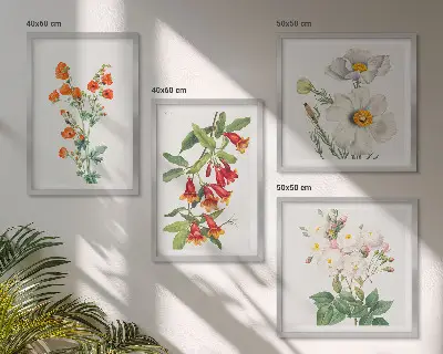 Retro blomstermaleri billedvæg til ophængning over sofa