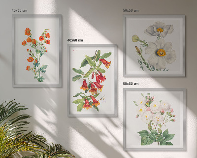 Billedvæg over sofa Retro blomstermaleri