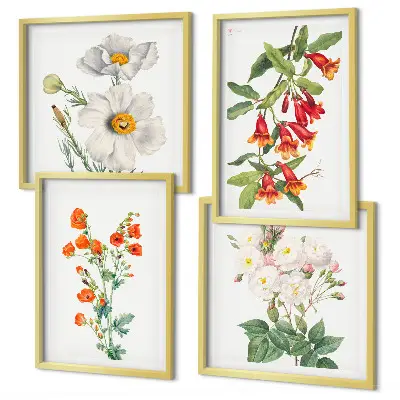 Retro blomstermaleri billedvæg til ophængning over sofa