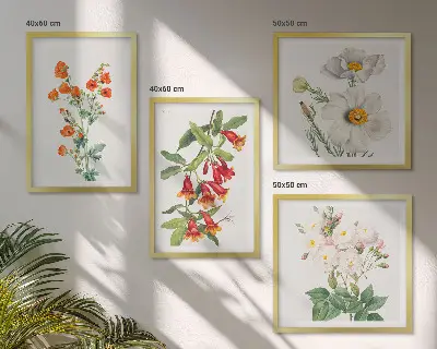 Retro blomstermaleri billedvæg til ophængning over sofa