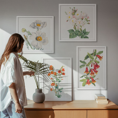 Billedvæg over sofa Retro blomstermaleri