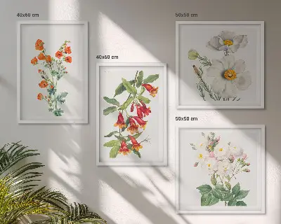 Retro blomstermaleri billedvæg til ophængning over sofa