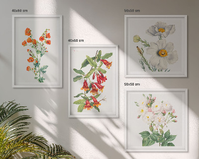 Billedvæg over sofa Retro blomstermaleri