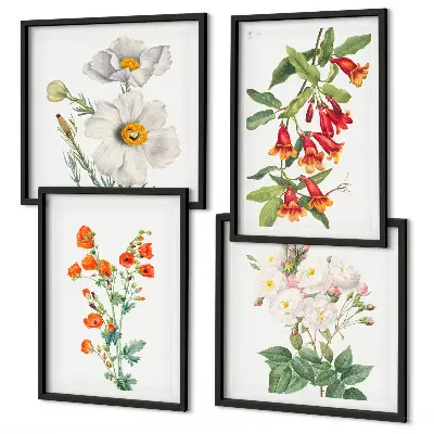 Retro blomstermaleri billedvæg til ophængning over sofa