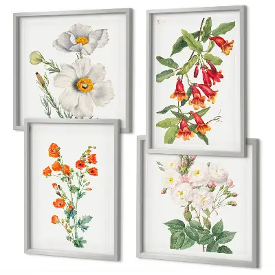 Retro blomstermaleri billedvæg til ophængning over sofa