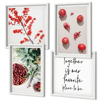 Billedvæg over sofa minimalistisk motiv af røde planter