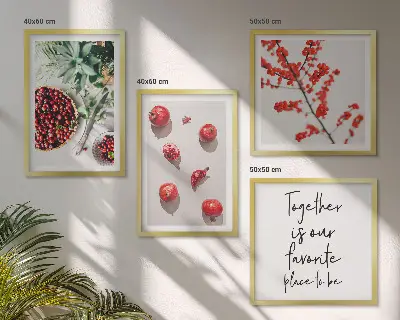 Billedvæg over sofa minimalistisk motiv af røde planter