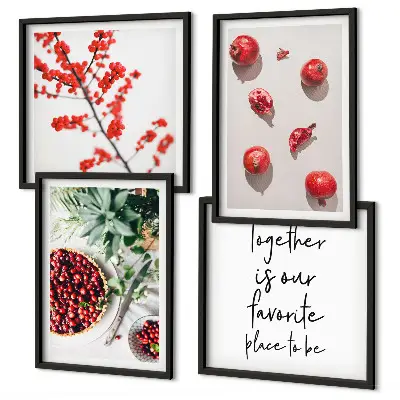 Billedvæg over sofa minimalistisk motiv af røde planter