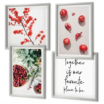 Billedvæg over sofa minimalistisk motiv af røde planter
