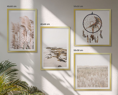 Billedvæg over sofa Græsmarker strand boho stil