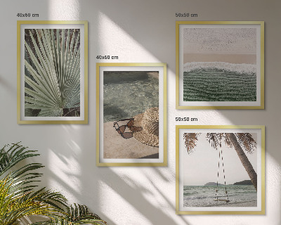 Billedsæt med ramme Strand gyngeblad ferie