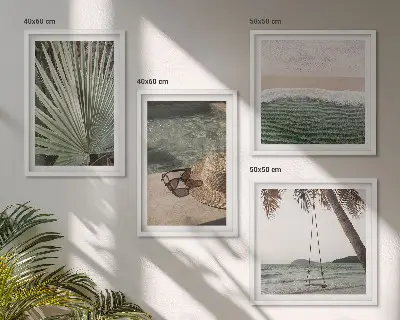 Strand gyngeblad ferie billedsæt med ramme