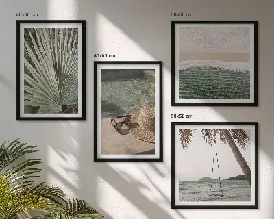 Strand gyngeblad ferie billedsæt med ramme