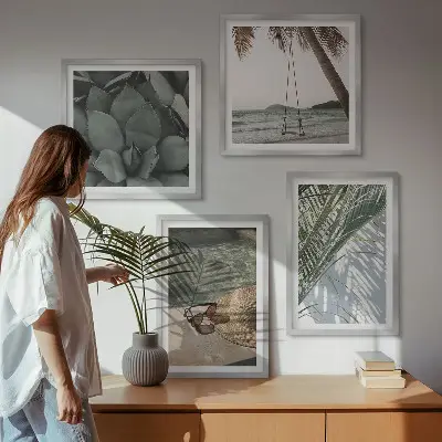 Tropiske planter til ferien billedsæt med ramme