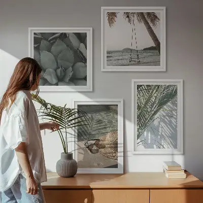 Tropiske planter til ferien billedsæt med ramme