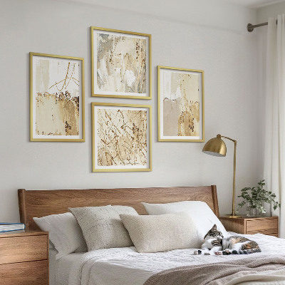 Billedsæt med ramme Abstrakte mønstre beige hvid