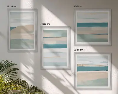 Abstrakte blå landskaber billedvæg til ophængning over sofa