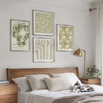 Plakat med boho plantepastelkompositioner billedvæg til ophængning over sofaen