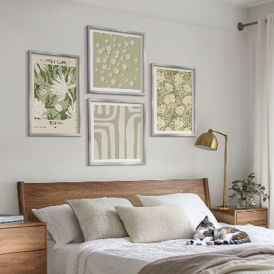 Billedvæg over sofa Boho plantepastelkompositioner