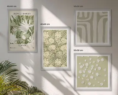 Plakat med boho plantepastelkompositioner billedvæg til ophængning over sofaen