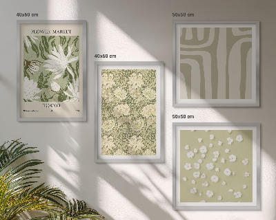 Billedvæg over sofa Boho plantepastelkompositioner