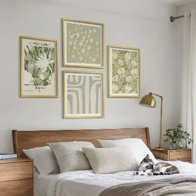 Plakat med boho plantepastelkompositioner billedvæg til ophængning over sofaen
