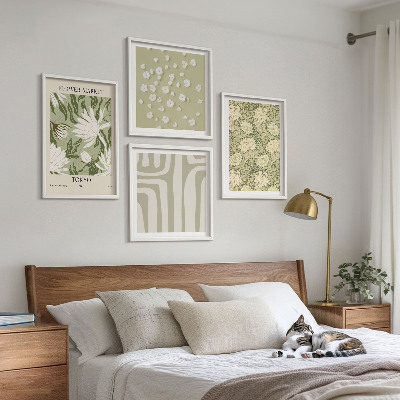 Billedvæg over sofa Boho plantepastelkompositioner