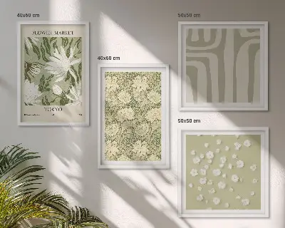 Plakat med boho plantepastelkompositioner billedvæg til ophængning over sofaen
