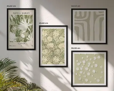 Plakat med boho plantepastelkompositioner billedvæg til ophængning over sofaen