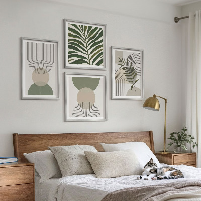 Billedsæt med ramme Abstrakte blade i boho-stil