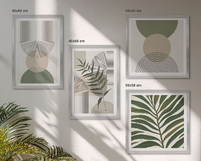 Billedsæt med ramme Abstrakte blade i boho-stil