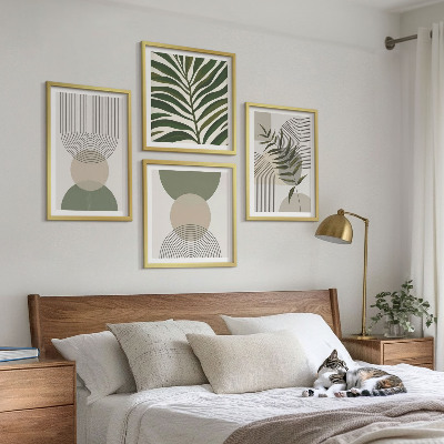 Billedsæt med ramme Abstrakte blade i boho-stil