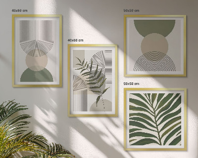 Billedsæt med ramme Abstrakte blade i boho-stil