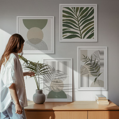 Billedsæt med ramme Abstrakte blade i boho-stil