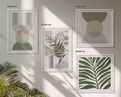 Billedsæt med ramme Abstrakte blade i boho-stil