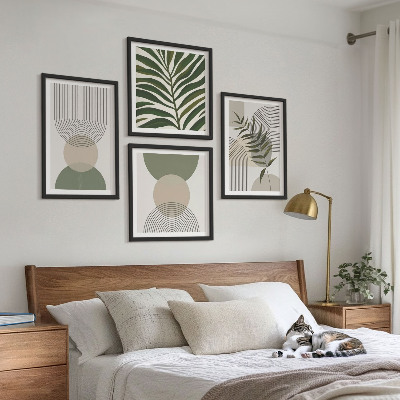 Billedsæt med ramme Abstrakte blade i boho-stil