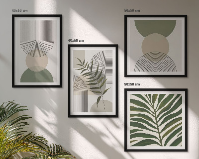 Billedsæt med ramme Abstrakte blade i boho-stil