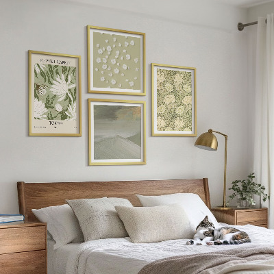 Billedvæg over sofa Blomsterabstraktioner i boho-stil