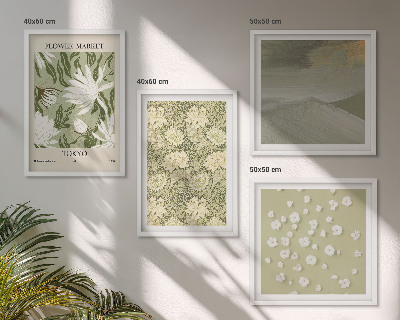 Billedvæg over sofa Blomsterabstraktioner i boho-stil