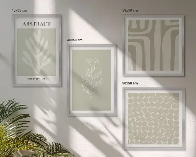 Plakat med ramme med plante- og geometriske mønstre